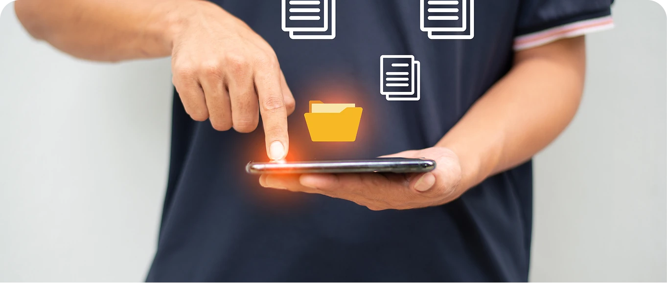 man holding ipad
