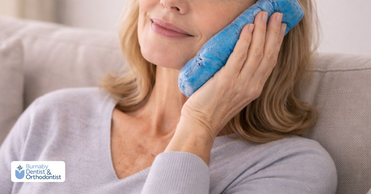 Using an ice pack after bone grafting to reduce swelling and support early healing