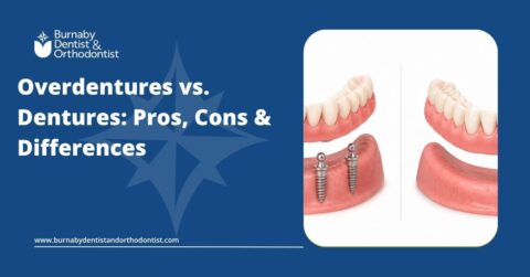 Side-by-side view of implant-supported overdentures and traditional dentures.