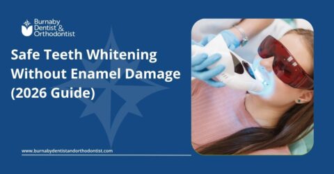 Close-up of healthy white teeth representing safe teeth whitening without enamel damage
