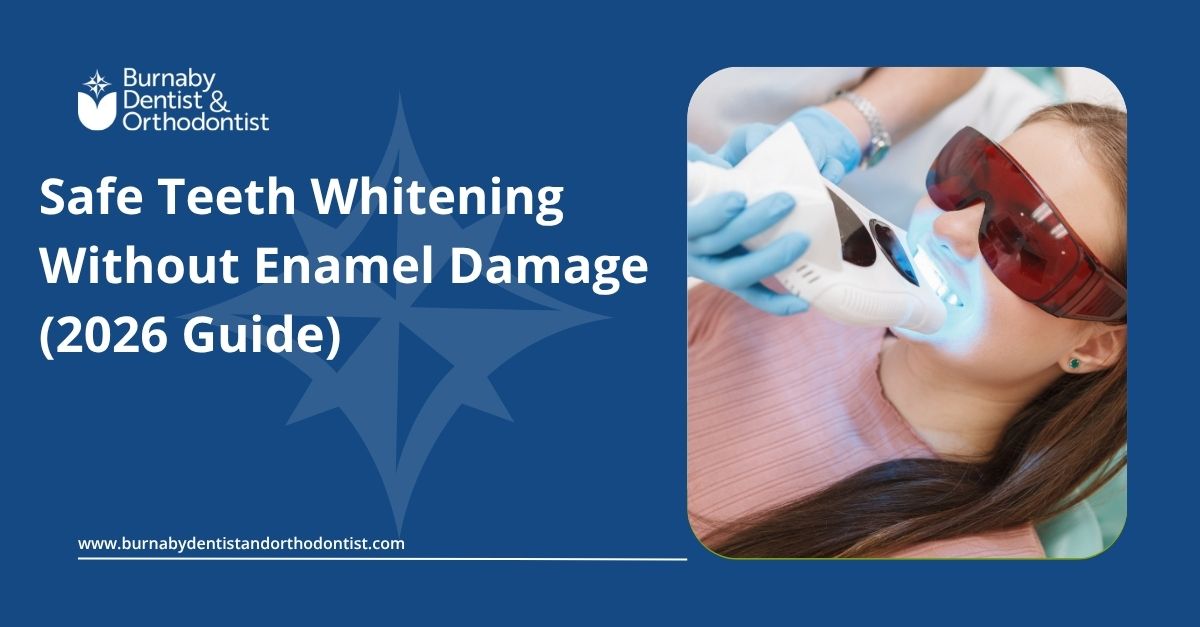 Close-up of healthy white teeth representing safe teeth whitening without enamel damage